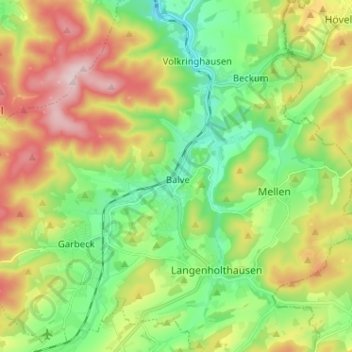 Topografische Karte Balve, Höhe, Relief
