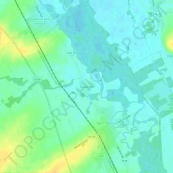 Topografische Karte Courlanges, Höhe, Relief