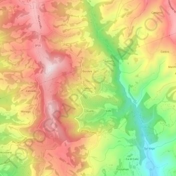 Topografische Karte Moruri, Höhe, Relief