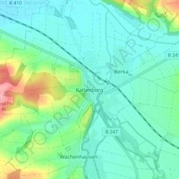 Topografische Karte Katlenburg, Höhe, Relief