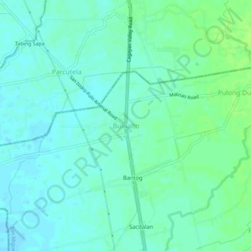 Topografische Karte Bulualto, Höhe, Relief