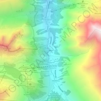 Topografische Karte Tieflehn, Höhe, Relief