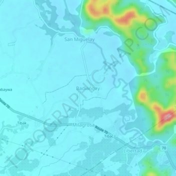 Topografische Karte Badiangay, Höhe, Relief