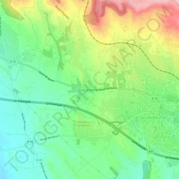 Topografische Karte Les Granettes, Höhe, Relief