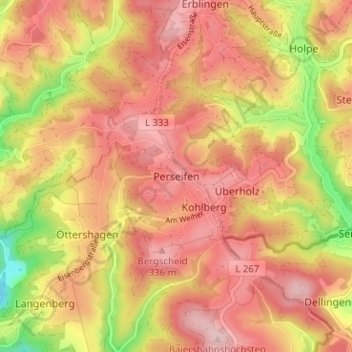 Topografische Karte Perseifen, Höhe, Relief