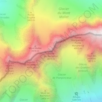 Topografische Karte Dôme de Rochefort, Höhe, Relief