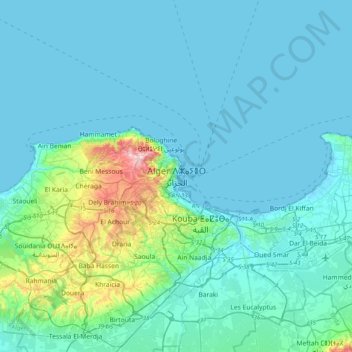 Topografische Karte Algier, Höhe, Relief