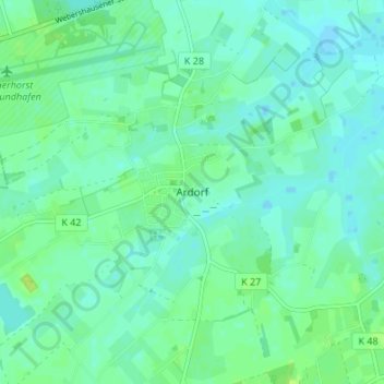 Topografische Karte Ardorf, Höhe, Relief