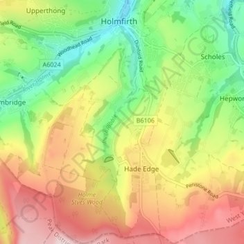 Topografische Karte Choppards, Höhe, Relief