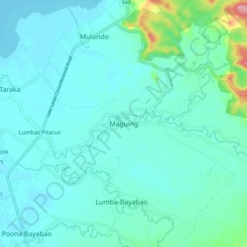 Topografische Karte Maguing, Höhe, Relief