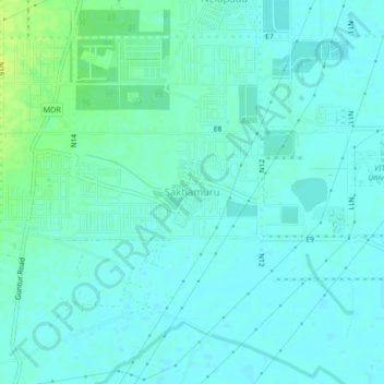 Topografische Karte Sakhamuru, Höhe, Relief