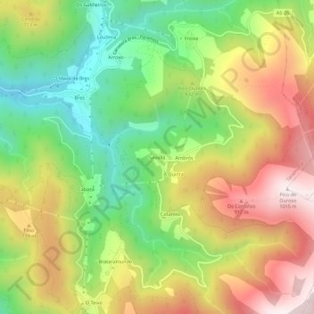 Topografische Karte Sirvallá, Höhe, Relief