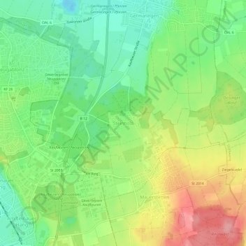 Topografische Karte Steinholz, Höhe, Relief