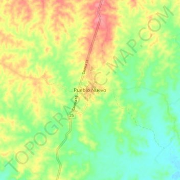 Topografische Karte Pueblo Nuevo, Höhe, Relief