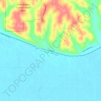 Topografische Karte Forbes, Höhe, Relief