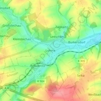 Topografische Karte Lohma, Höhe, Relief