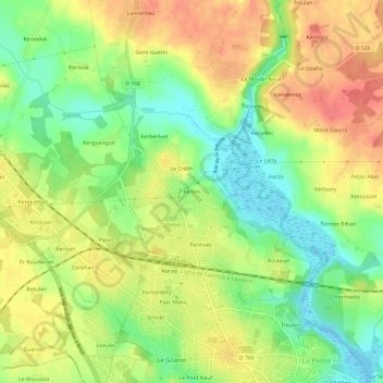 Topografische Karte Kerlois, Höhe, Relief