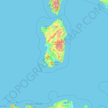 Topografische Karte Sud Sardegna, Höhe, Relief