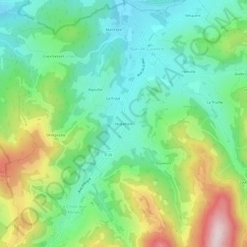 Topografische Karte Verpellière, Höhe, Relief
