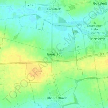 Topografische Karte Gamstädt, Höhe, Relief