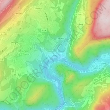 Topografische Karte Lizon, Höhe, Relief