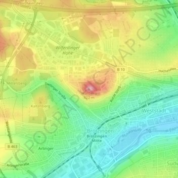 Topografische Karte Wallberg, Höhe, Relief