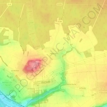 Topografische Karte Marangis, Höhe, Relief