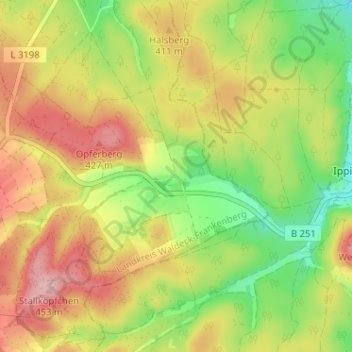 Topografische Karte Höhnscheid, Höhe, Relief