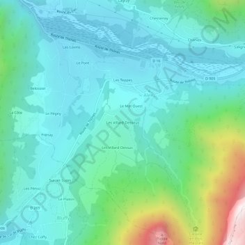 Topografische Karte Les Villard-Dessous, Höhe, Relief