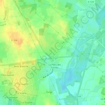 Topografische Karte Les Grands Evignés, Höhe, Relief