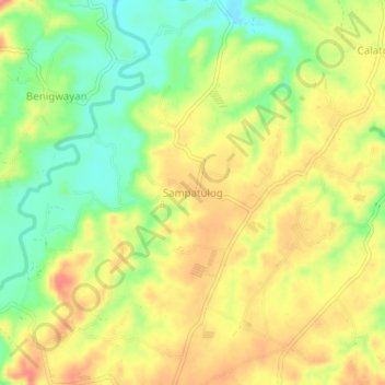 Topografische Karte Sampatulog, Höhe, Relief