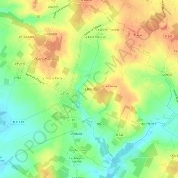 Topografische Karte Le Breuil, Höhe, Relief