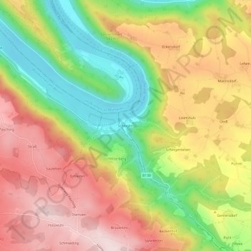 Topografische Karte Schlögen, Höhe, Relief
