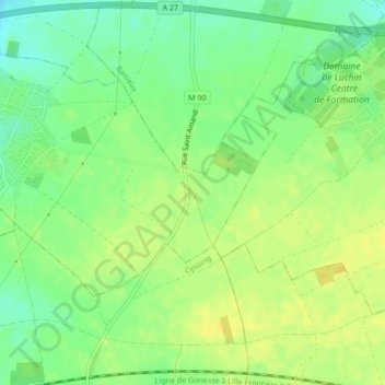 Topografische Karte Carrefour de l’Arbre, Höhe, Relief