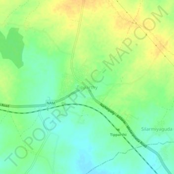 Topografische Karte Tipparthy, Höhe, Relief