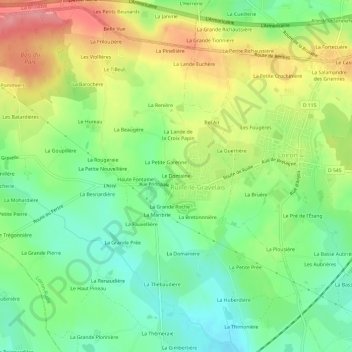 Topografische Karte Le Domaine, Höhe, Relief