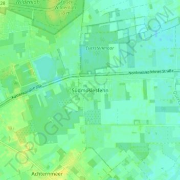 Topografische Karte Südmoslesfehn, Höhe, Relief