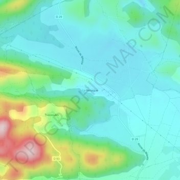 Topografische Karte La Bénague, Höhe, Relief