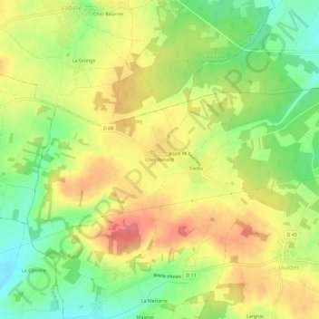 Topografische Karte Chez Renard, Höhe, Relief