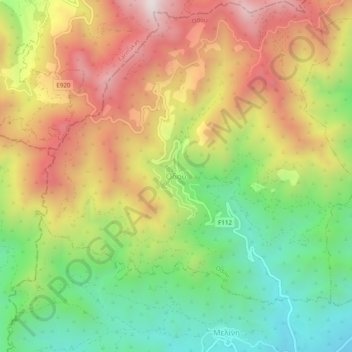 Topografische Karte Οδού, Höhe, Relief