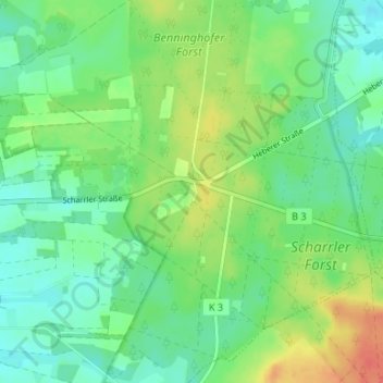 Topografische Karte Scharrl, Höhe, Relief
