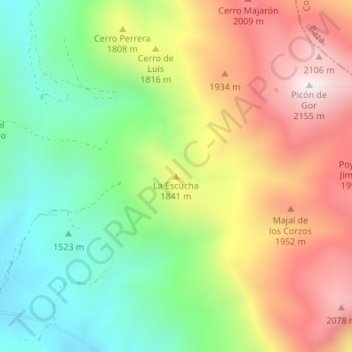Topografische Karte La Escucha, Höhe, Relief