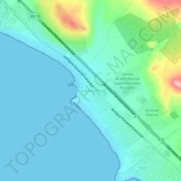Topografische Karte Punta Negra, Höhe, Relief