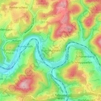 Topografische Karte Buschhausen, Höhe, Relief