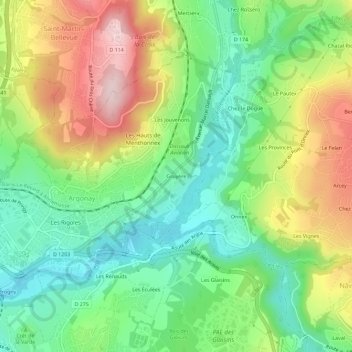 Topografische Karte Gruyère, Höhe, Relief