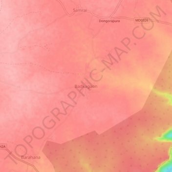 Topografische Karte Badkagaon, Höhe, Relief