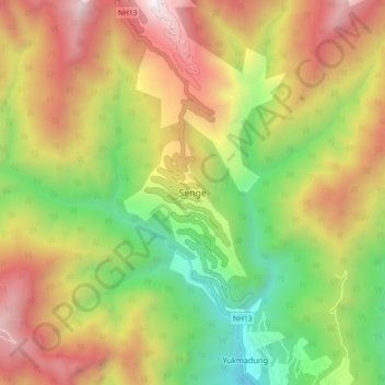 Topografische Karte Senge, Höhe, Relief