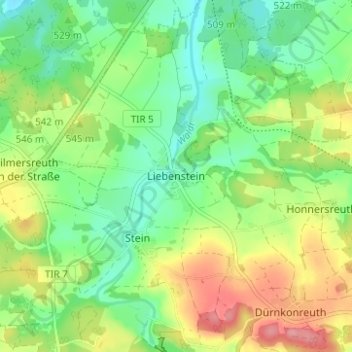 Topografische Karte Liebenstein, Höhe, Relief