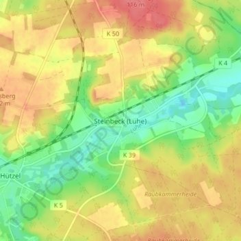 Topografische Karte Steinbeck (Luhe), Höhe, Relief
