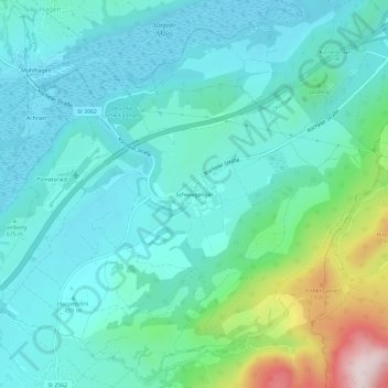 Topografische Karte Schwaiganger, Höhe, Relief
